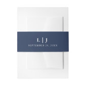 Klassieke Monogram Navy & Witte Trouwjurk Uitnodigingen Wikkel (Voorkant Voorbeeld)
