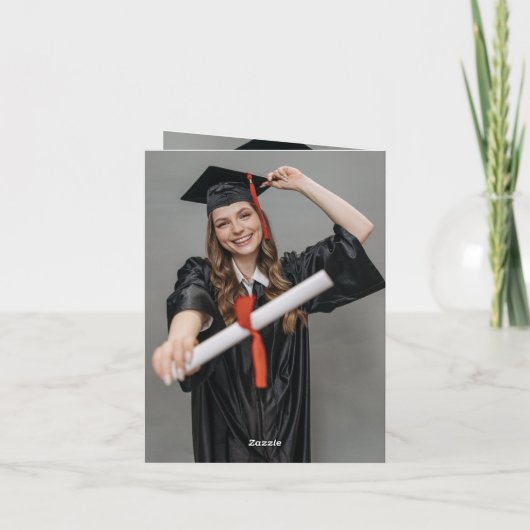 Klassieke monogram O Graduation Cap Foto Modern Bedankkaart (Achterkant)