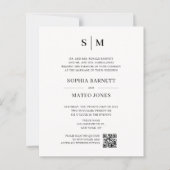 Klassieke Monogram Off White QR Code Trouwkaart (Voorkant)