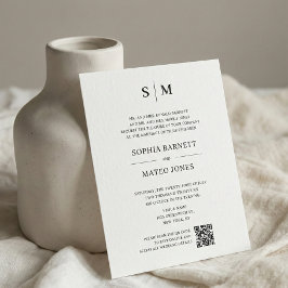 Klassieke Monogram Off White QR Code Trouwkaart