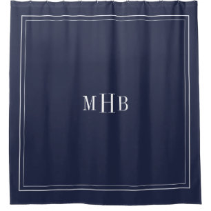 Klassieke monogram op Midnight Blue Custom Color Douchegordijn
