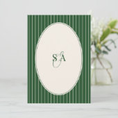 Klassieke Monogram Oude Geld Smaragdgroene Trouw Kaart (Staand voorkant)
