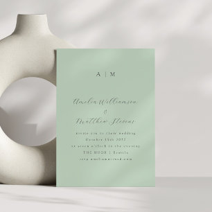 Klassieke monogram Pistachio Mint Script Weddensch Kaart