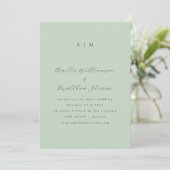 Klassieke monogram Pistachio Mint Script Weddensch Kaart (Staand voorkant)