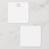 Klassieke Monogram Professional Gewoon wit rood Notitiekaartje (Voorkant / Achterkant)