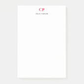 Klassieke Monogram Professional Gewoon wit rood Post-it® Notes (Voorkant)