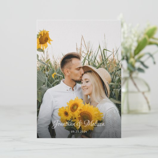 Klassieke monogram QR-code voor bruiloft met fotos Kaart (Staand voorkant)