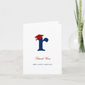 Klassieke Monogram R Afstudeerhoed Foto Modern Bedankkaart (Voorkant)
