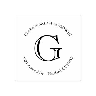 Klassieke monogram retouradresstempel rubberstempel