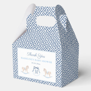 Klassieke Monogram Rocking Horse Baby Boy Shower Bedankdoosjes