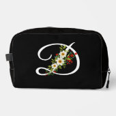 Klassieke monogram rode witte bloem moeder cadeau toilettasje (Voorkant)
