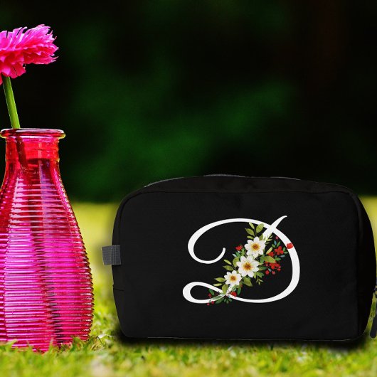 Klassieke monogram rode witte bloem moeder cadeau toilettasje
