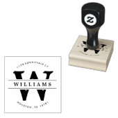 Klassieke Monogram Ronde Terugkeeradreszegel Rubberstempel (Gestempeld)