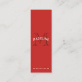 Klassieke monogram rood met boogtekst mini visitekaartje (Voorkant)