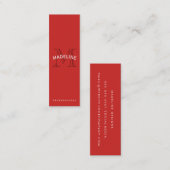 Klassieke monogram rood met boogtekst mini visitekaartje (Voorkant / Achterkant)