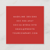 Klassieke monogram rood met boogtekst vierkante visitekaartje (Achterkant)