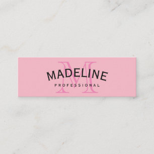Klassieke monogram roze met boogtekst mini visitekaartje