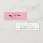 Klassieke monogram roze met boogtekst mini visitekaartje (Voorkant / Achterkant)