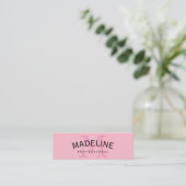Klassieke monogram roze met boogtekst mini visitekaartje (Staand voorkant)
