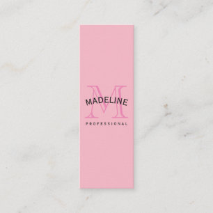 Klassieke monogram roze met boogtekst mini visitekaartje