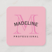 Klassieke Monogram Roze met Boogtekst Vierkante Visitekaartje (Voorkant)
