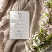 Klassieke Monogram Sage Green Wedding Kaart