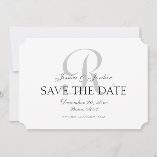 Klassieke Monogram Save the Date Aankondiging (Voorkant)
