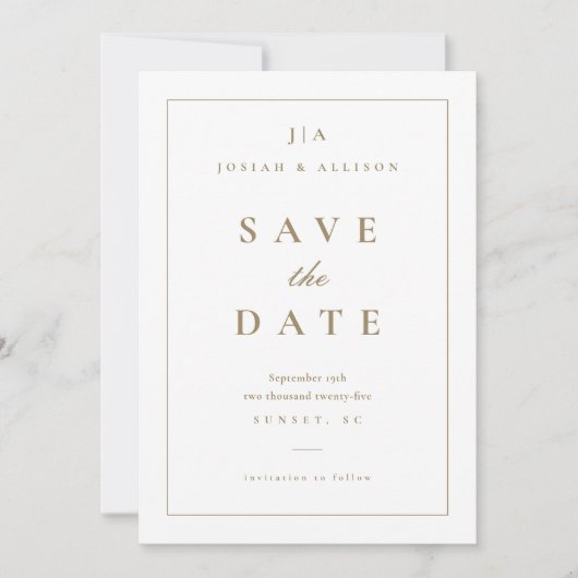 Klassieke Monogram Save the Date Kaart (Voorkant)