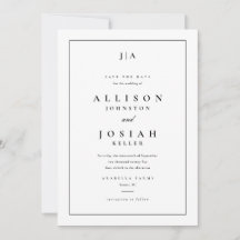 Klassieke monogram save the date uitnodiging