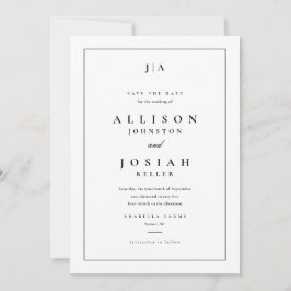Klassieke monogram save the date uitnodiging