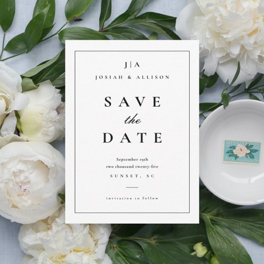 Klassieke Monogram Save the Date Uitnodiging