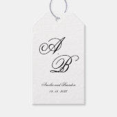 Klassieke Monogram Script Zwart-wit bruiloft Cadeaulabel (Voorkant)