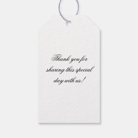 Klassieke Monogram Script Zwart-wit bruiloft Cadeaulabel (Achterkant)