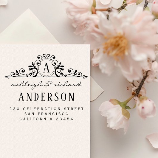 Klassieke monogram-scriptnamen Vet retouradres Rubberstempel