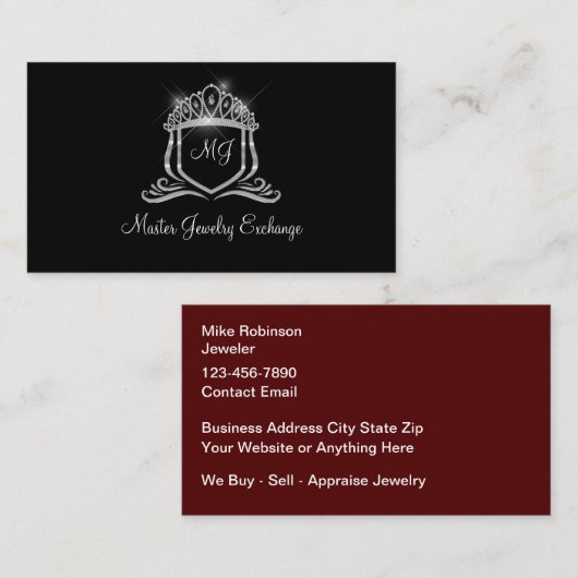 Klassieke Monogram Sieradenwinkel Visitekaartje (Voorkant / Achterkant)