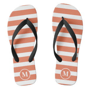 Klassieke Monogram Sinaasappel en Witte Strepen Fl Teenslippers
