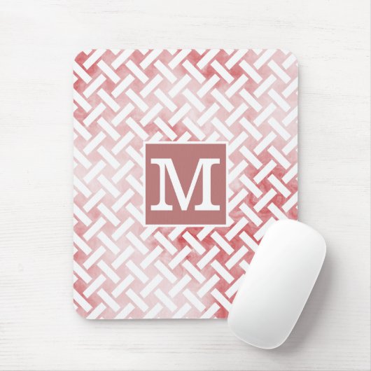 Klassieke monogram Smokey Red Losse Weave II Muismat (Met muis)