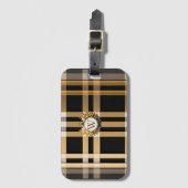 Klassieke monogram stijlvolle plaat, grijs, zwart  bagagelabel (Voorkant (verticaal))