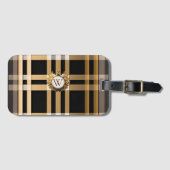 Klassieke monogram stijlvolle plaat, grijs, zwart  bagagelabel (Voorkant (horizontaal))