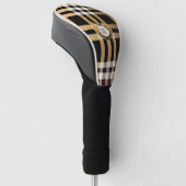 Klassieke monogram stijlvolle plaat, grijs, zwart  golfheadcover (Schuin)
