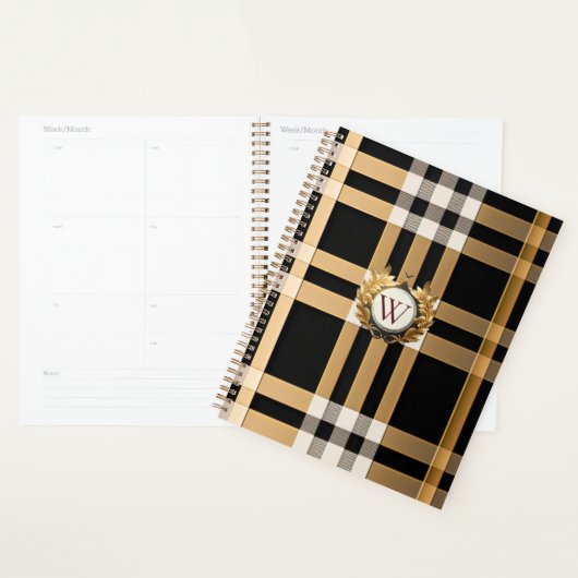 Klassieke monogram stijlvolle plaat, grijs, zwart  planner (Display)