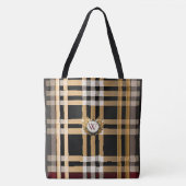 Klassieke monogram stijlvolle plaat, grijs, zwart tote bag (Voorkant)