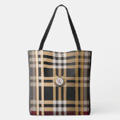 Klassieke monogram stijlvolle plaat, grijs, zwart tote bag (Achterkant)