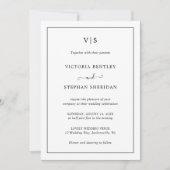 Klassieke Monogram Traditionele Elegante Huwelijk Kaart (Voorkant)