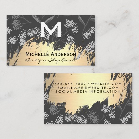 Klassieke monogram Trendy Floral Pattern Visitekaartje (Voorkant / Achterkant)