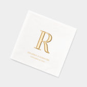 Klassieke Monogram Trouwminimalistische Gouden Fol Folie Servetten (Links)