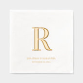 Klassieke Monogram Trouwminimalistische Gouden Fol Folie Servetten (Voorkant)