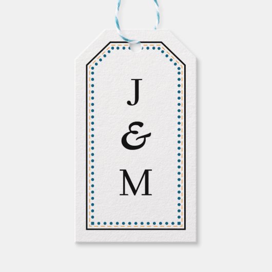Klassieke Monogram Trouwrand lijn Cadeaulabel (Voorkant)