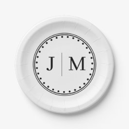Klassieke Monogram Trouwrand lijn Papieren Bordje