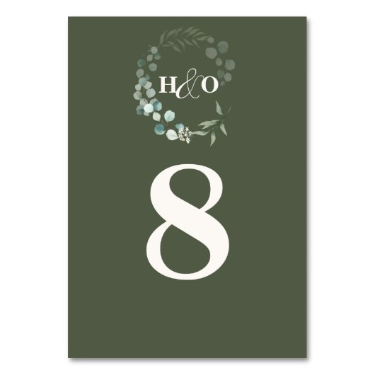 Klassieke Monogram Tuin Eucalyptus Bruiloft Kaart (Voorkant)